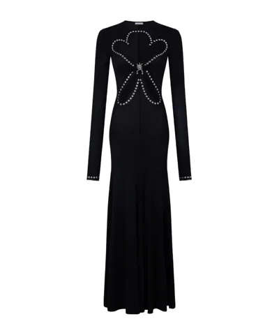 Rabanne Black Cut-out Midi Dress With Metallic Accents