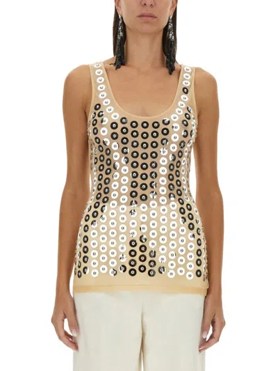 RABANNE SECOND SKIN TOP WITH CIRCULAR EMBELLISHMENTS