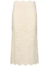 Rabanne High Rise Lace Flared Midi Skirt In Nude & Neutrals