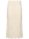 Rabanne High Rise Lace Flared Midi Skirt In Nude & Neutrals