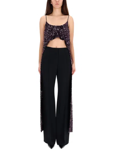 Rabanne Sequin Asymmetric Draped Crop Top In Black