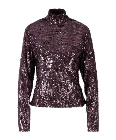 Rabanne Sequin-detail Long-sleeve Top In Purple