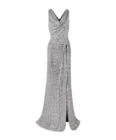 Rabanne Sequin-embellished Asymmetric Gown In Silver