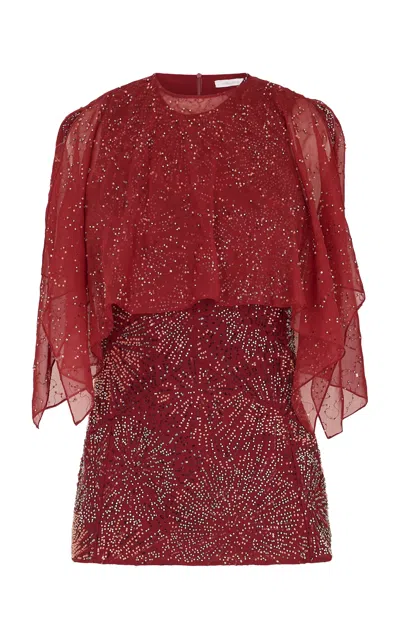 Rabanne Sequin-embellished Beaded Capelet Top In Red