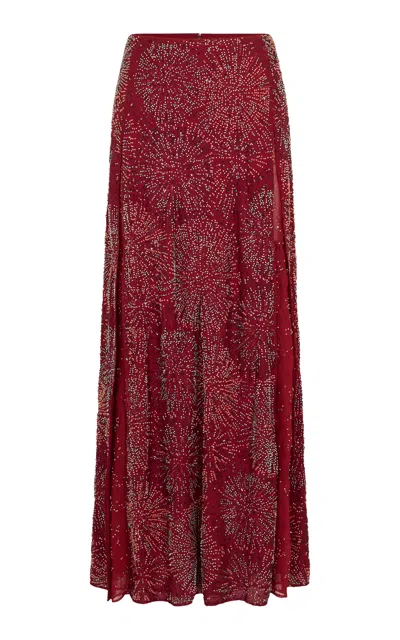 Rabanne Sequin-embellished Beaded Maxi Skirt In Burgundy