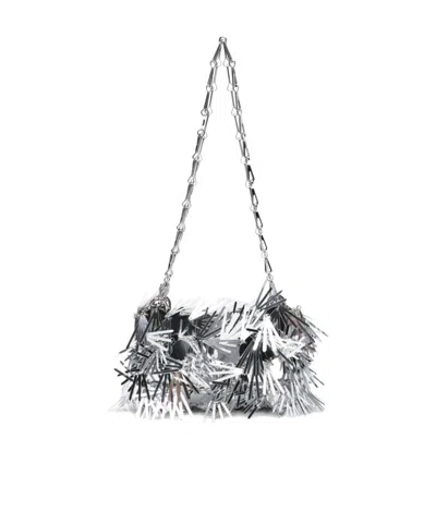 Rabanne Sequin-embellished Chained Fringed Shoulder Bag In Gray