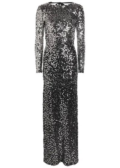Rabanne Sequin-embellished Chiffon Maxi Dress In Black