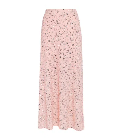 Rabanne Sequin Embellished Floral Midi Skirt In Pink