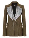 Rabanne Sequin-embellished Layered Blazer In Green