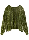 Rabanne Sequin-embellished Mesh Top In Green
