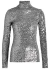 Rabanne Sequin-embellished Mesh Top In Gray