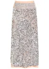 Rabanne Sequin Skirt Contrast Waistband Side Slit In Multi