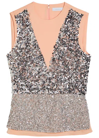 Rabanne Sequin-embellished Satin Top In Brown