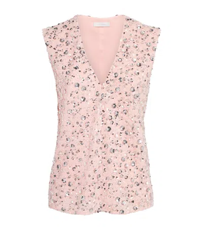 Rabanne Sequin Embellished Sleeveless Top In Pink