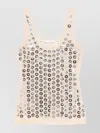 Rabanne Second Skin Top With Circular Embellishments In Neutrals