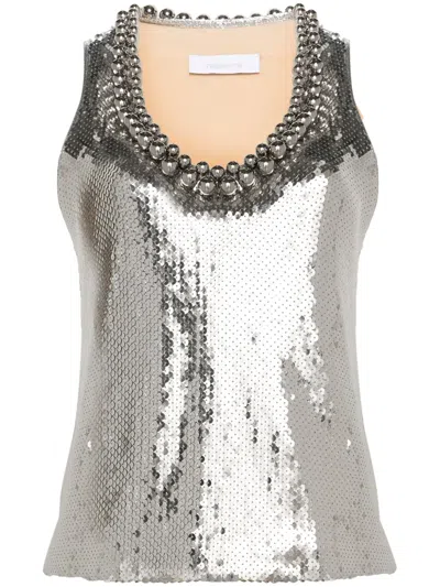 Rabanne Sequin-embellished Top In Silver
