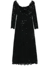 Rabanne Sequin-embroidered Lace Maxi Dress In Black