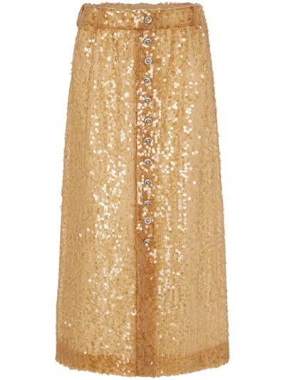 Rabanne Sequin-embroidered Skirt In Brown