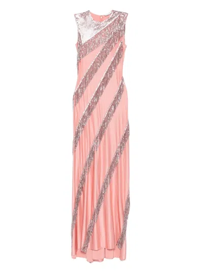 Rabanne Sequin-fringe Maxi Dress In Pink