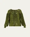 Rabanne Sequin Blouse In Green