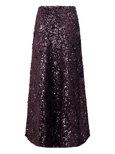Rabanne Sequin Maxi Skirt In Purple