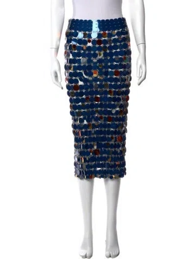 Pre-owned Rabanne Sequin Midi Length Skirt In Blue/gold/metallic