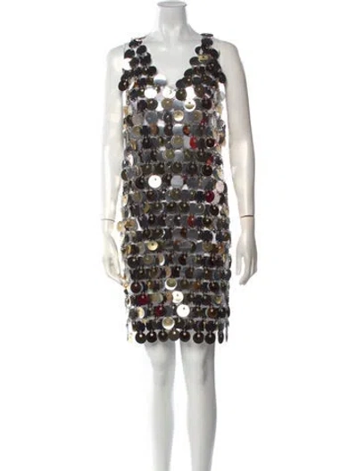 Pre-owned Rabanne Sequin Mini Dress In Silver