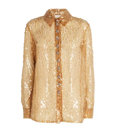 Rabanne Sequined Shirt In Amber
