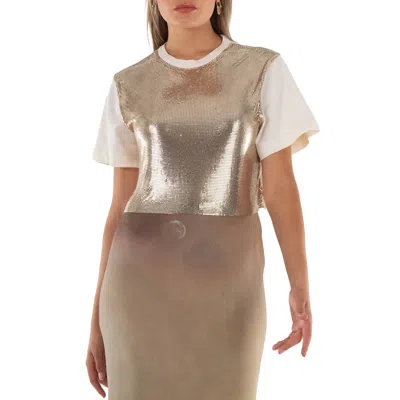 Rabanne Sequin Short-sleeve Cropped Top In Gold