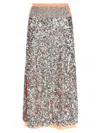 Rabanne Sequin Skirt Contrast Waistband Side Slit In Silver
