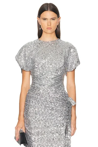 Rabanne Sequin T-shirt In Silver