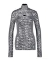Rabanne Sequin Turtle-neck Top In Silver