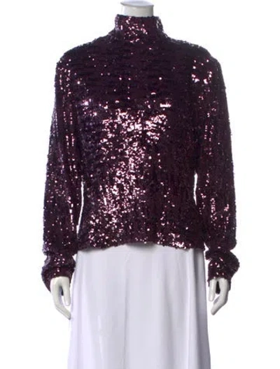 Pre-owned Rabanne Sequin Turtleneck Top W/ Tags In Purple