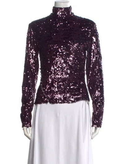 Pre-owned Rabanne Sequin Turtleneck Top W/ Tags In Purple