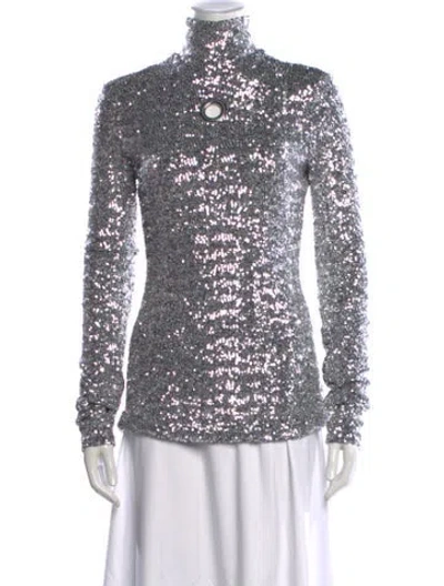 Pre-owned Rabanne Sequin Turtleneck Top W/ Tags In White