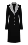 Rabanne Sequined-collar Wool Coat In Black