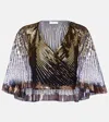 Rabanne Sequined Crop Top In Blue