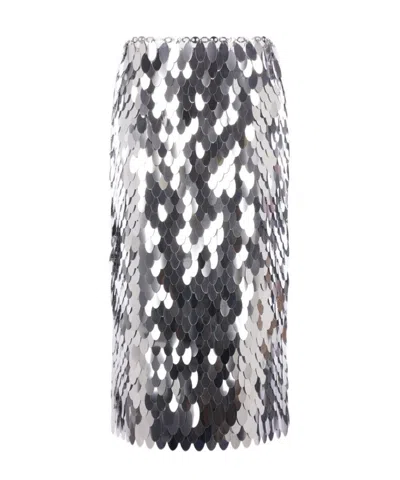 Rabanne Sequined Detail Midi Skirt In Gray