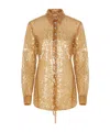 Rabanne Sheer Sequined Shirt In Nude