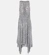Rabanne Sequined Gathered Cocktail Dress In Silver