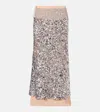Rabanne Sequined Jersey Midi Skirt In Brown