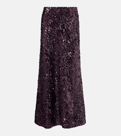 Rabanne Sequined Maxi Skirt In Purple