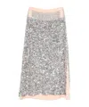 Rabanne Sequin Skirt Contrast Waistband Side Slit In Gray