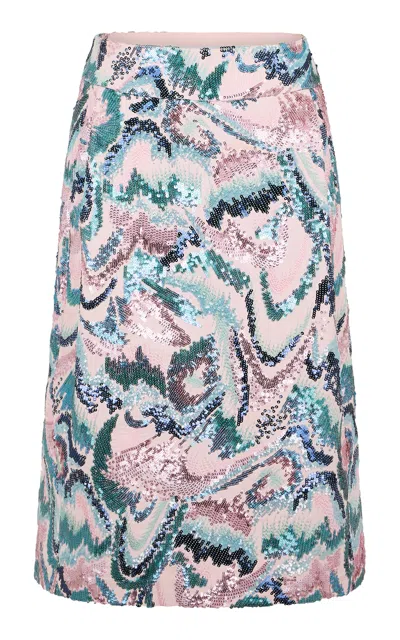 Rabanne Sequined Midi Skirt In Multi