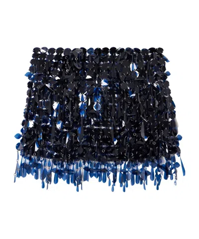 Rabanne Assemblage Sequined Mini Skirt In Blue