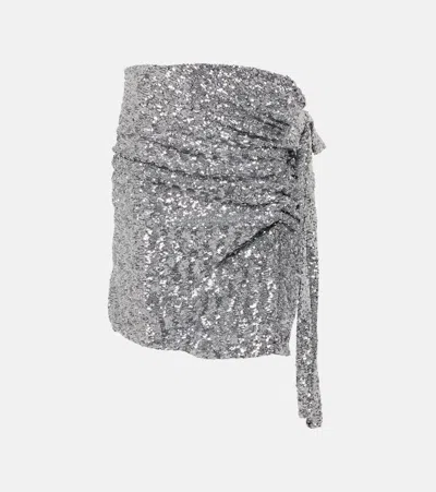 Rabanne Sequined Miniskirt In Silver