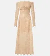 Rabanne Sequined Dentelle Brodé Long Dress In Nude