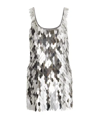 Rabanne Sequined Silver-tone Chainmail Mini Dress