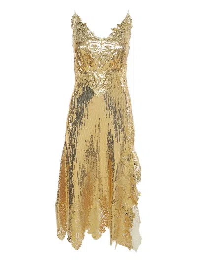 Pre-owned Rabanne Sequined Sleeveless Midi Dress In Gold