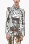 RABANNE SEQUINED TOP WITH BELL SLEEVES